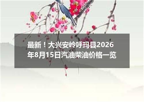 最新！大兴安岭呼玛县2026年8月15日汽油柴油价格一览
