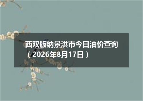西双版纳景洪市今日油价查询（2026年8月17日）