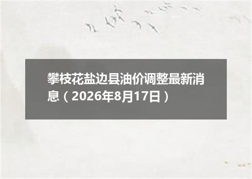 攀枝花盐边县油价调整最新消息（2026年8月17日）