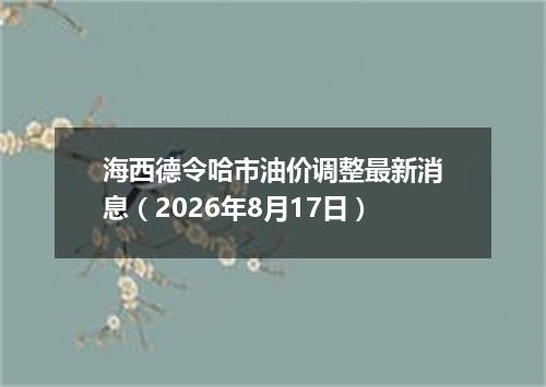 海西德令哈市油价调整最新消息（2026年8月17日）