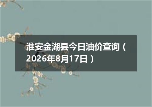 淮安金湖县今日油价查询（2026年8月17日）
