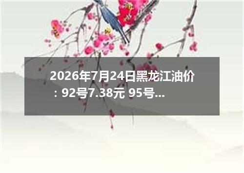 2026年7月24日黑龙江油价：92号7.38元 95号7.91元